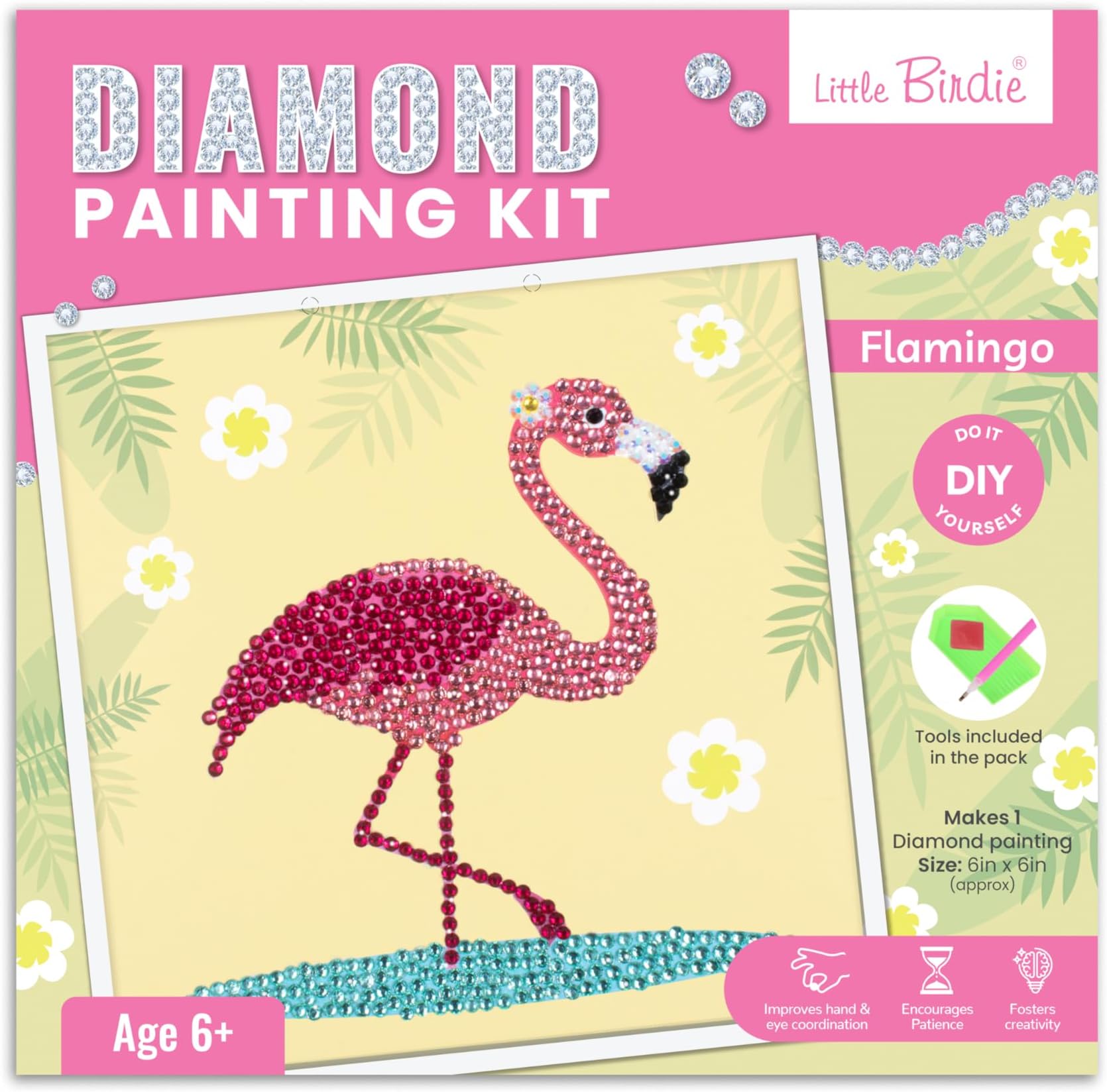 Little Birdie DIY Diamond Painting Kit Flamingo, 1 Box | for Art & Craft, Creative, Fun & Activity Kit | Gift for Kids, Adult