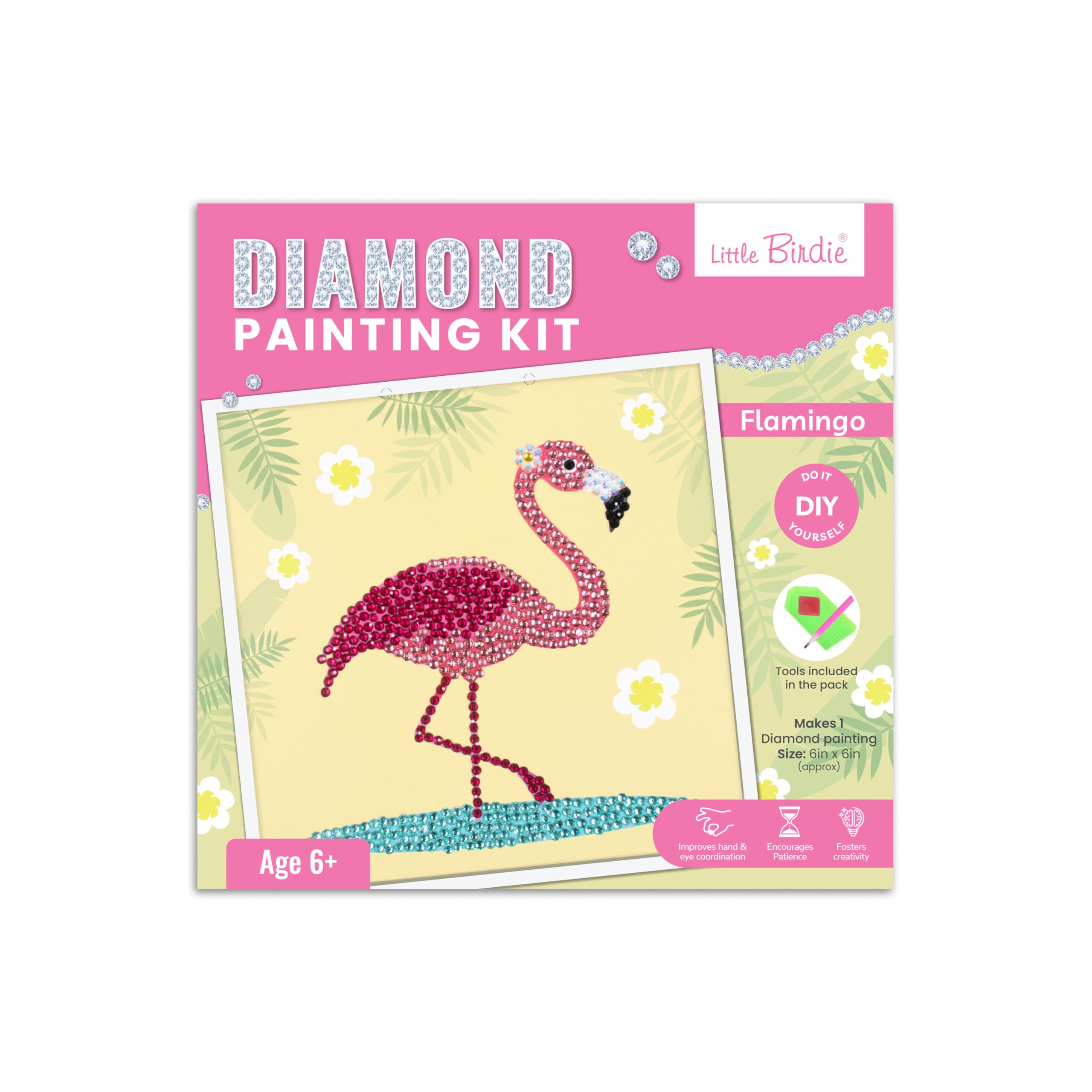 Little Birdie DIY Diamond Painting Kit Flamingo, 1 Box | for Art & Craft, Creative, Fun & Activity Kit | Gift for Kids, Adult