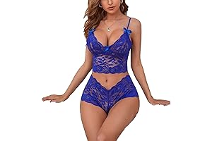 Sexy Two-Piece Sheer Lace Pajama Set for Women