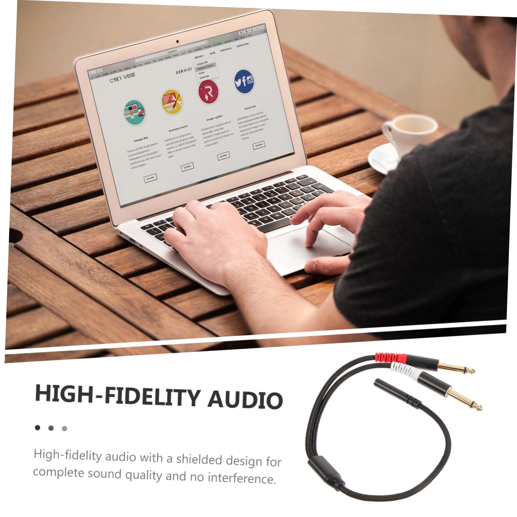 Uonlytech 5pezzi Audio Splitter Femmina Doppio Maschio Adattatore Audio Per Mixer e Chitarra Cavo Flessibile e Resistente Per Studi Di Registrazione e Sistemi Home Theater