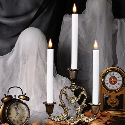 Miniatura 7 de SunFunUSA Velas LED sin llama con temporizador remoto, funciona con pilas, luces parpadeantes de 9.6 pulgadas para ventana, luz ámbar cálida