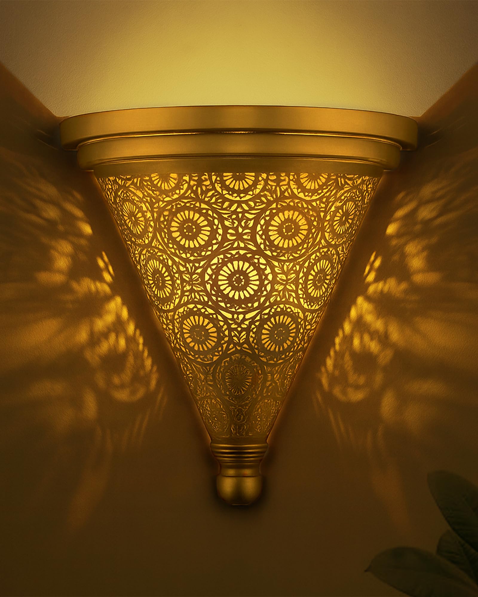 Homesake®Moroccan Wall Trophy Concentric Circles Light Shades, Engraved Wall Sconce Light, Antique Handmade, Brass