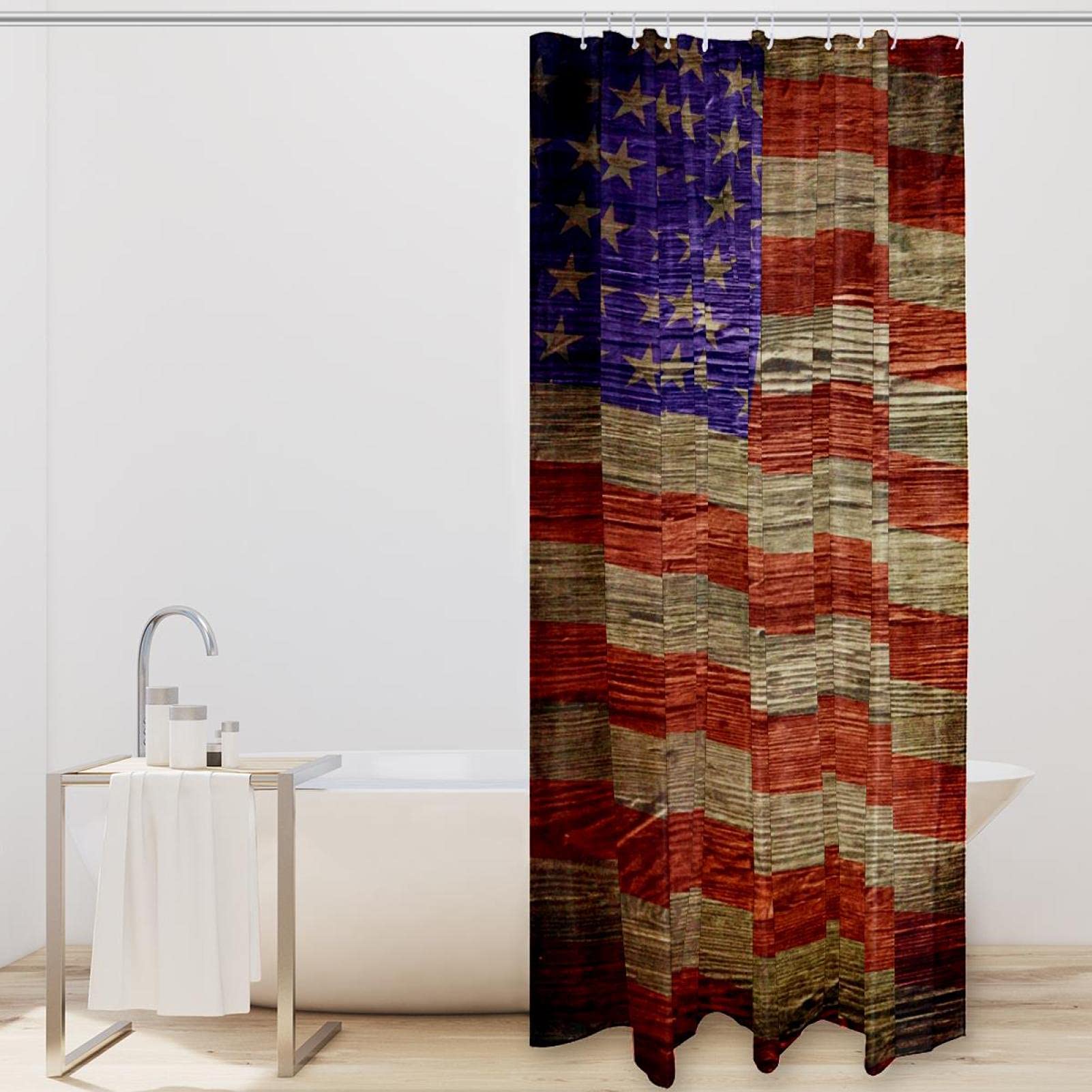 Tenda Doccia Bandiera Americana 183x182 Cm – Con 12 Ganci – Impermeabile E Rustica Per Bagno E Camper - 2