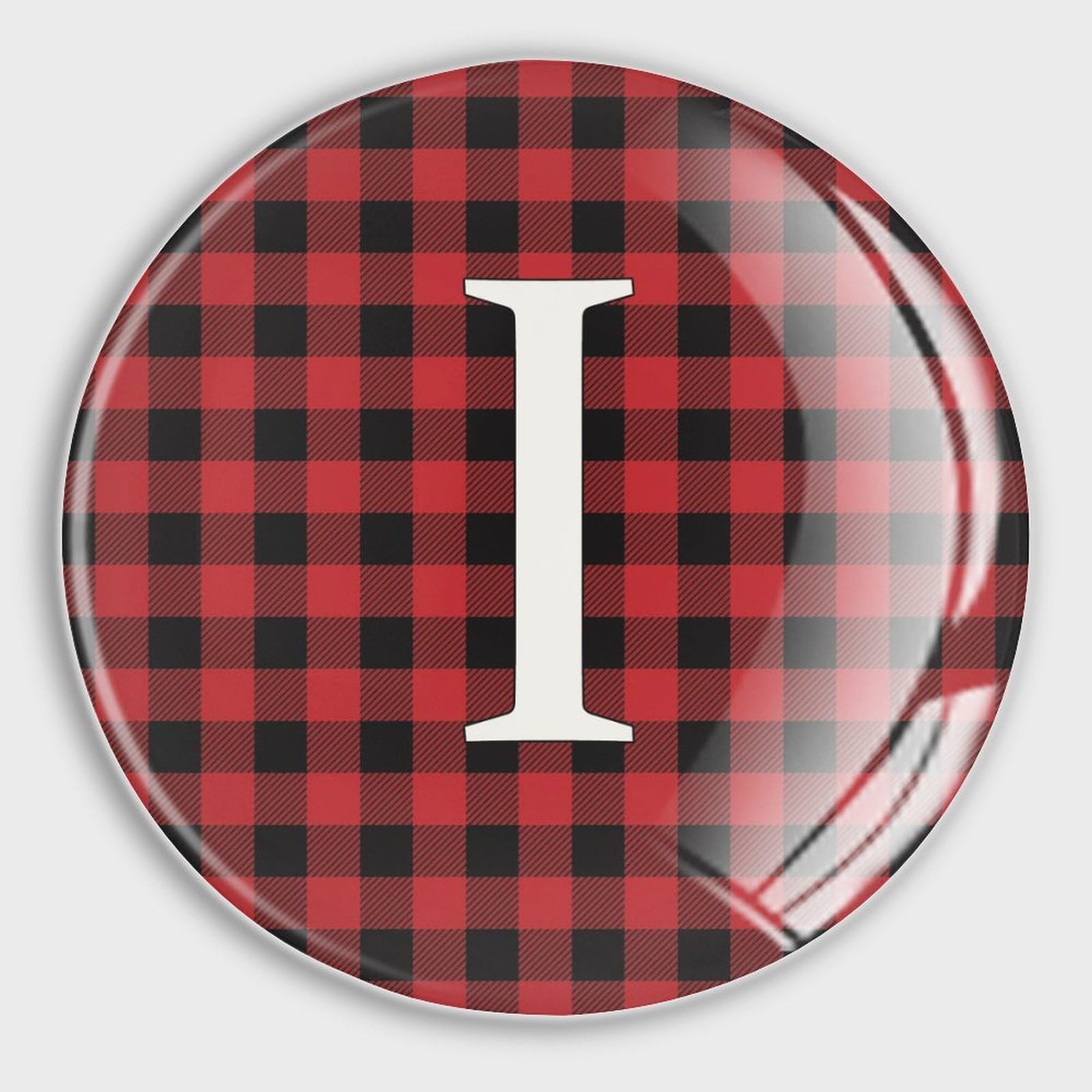 Aimants de réfrigérateur lettres alphabet monogramme initiale I écossais rouge en verre