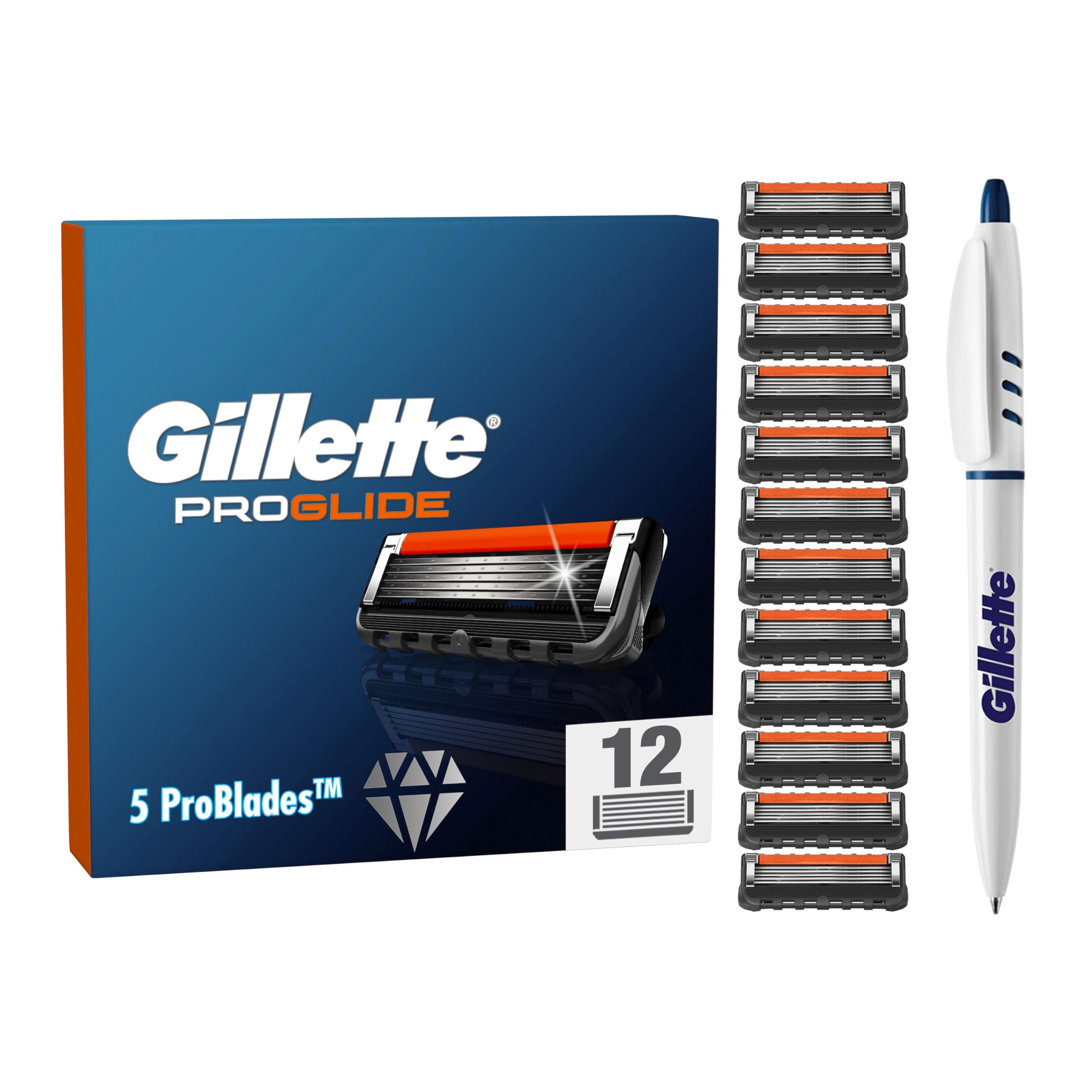 Gillette Lamette Rasoi Uomo ProGlide Per Rasoio A 5 Lame, Confezione Da 12