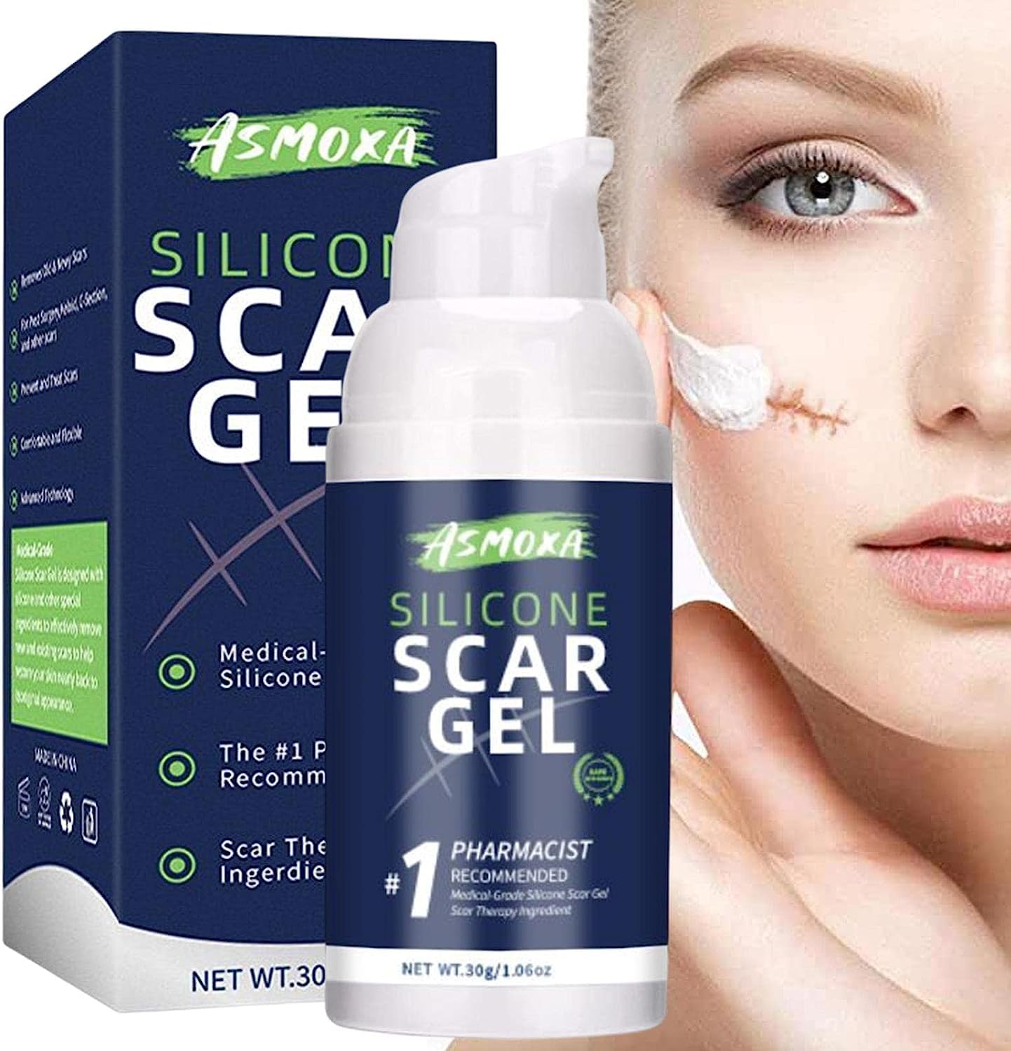 KANZA - Silicone Scar Removal Gel 30g | Medical Grade Scar Gel |For Surgical Scars,Acne,C-Section,Tummy Tuck,Stretch Mark,Burns,Face| For Old and New Scars Skin Repair Gel | For all Skin Types