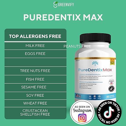 Miniatura 3 de DentimPure Max Suplemento probiótico extra fuerte con 40 mil millones de UFC  Apoya los dientes, las encías, los oídos, la nariz, la garganta y la