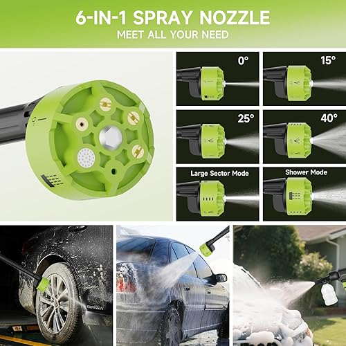 Miniatura 3 de Lavadora a presión inalámbrica de 260 W, lavadora eléctrica portátil con boquilla 6 en 1, lavadora de mano de alta presión de 45 bar para piso de