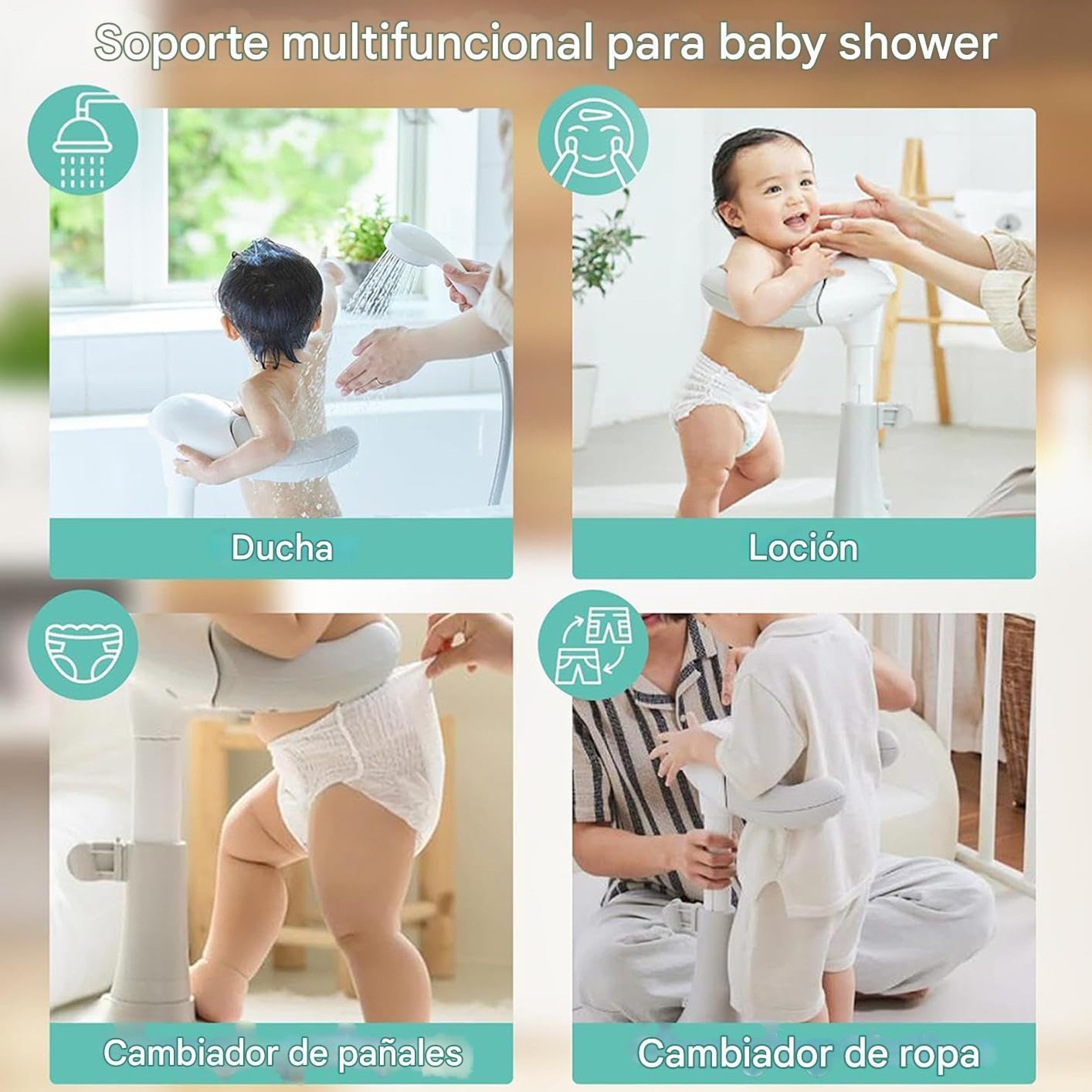 Baño De Pie Para Bebé Soporte de Ducha Ajustable en Altura para Niños | Equipo de Seguridad Plegable con Reposabrazos para Niños de 8 a 36 Meses Niños y Niñas