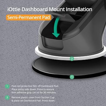 iOttie Adhesive Dashboard Pad for Car Mounts Dashboard Pad, Black , 3.1L