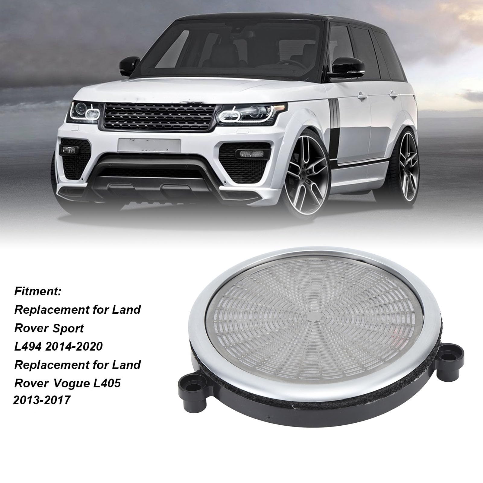 Cubierta de Altavoz de Puerta de Coche, KIMISS Cubierta de Altavoz de Audio de Coche Cubierta de Altavoz de Luz Ambiental de Puerta de Cromo Mate para Range Rover Sport L494 2014