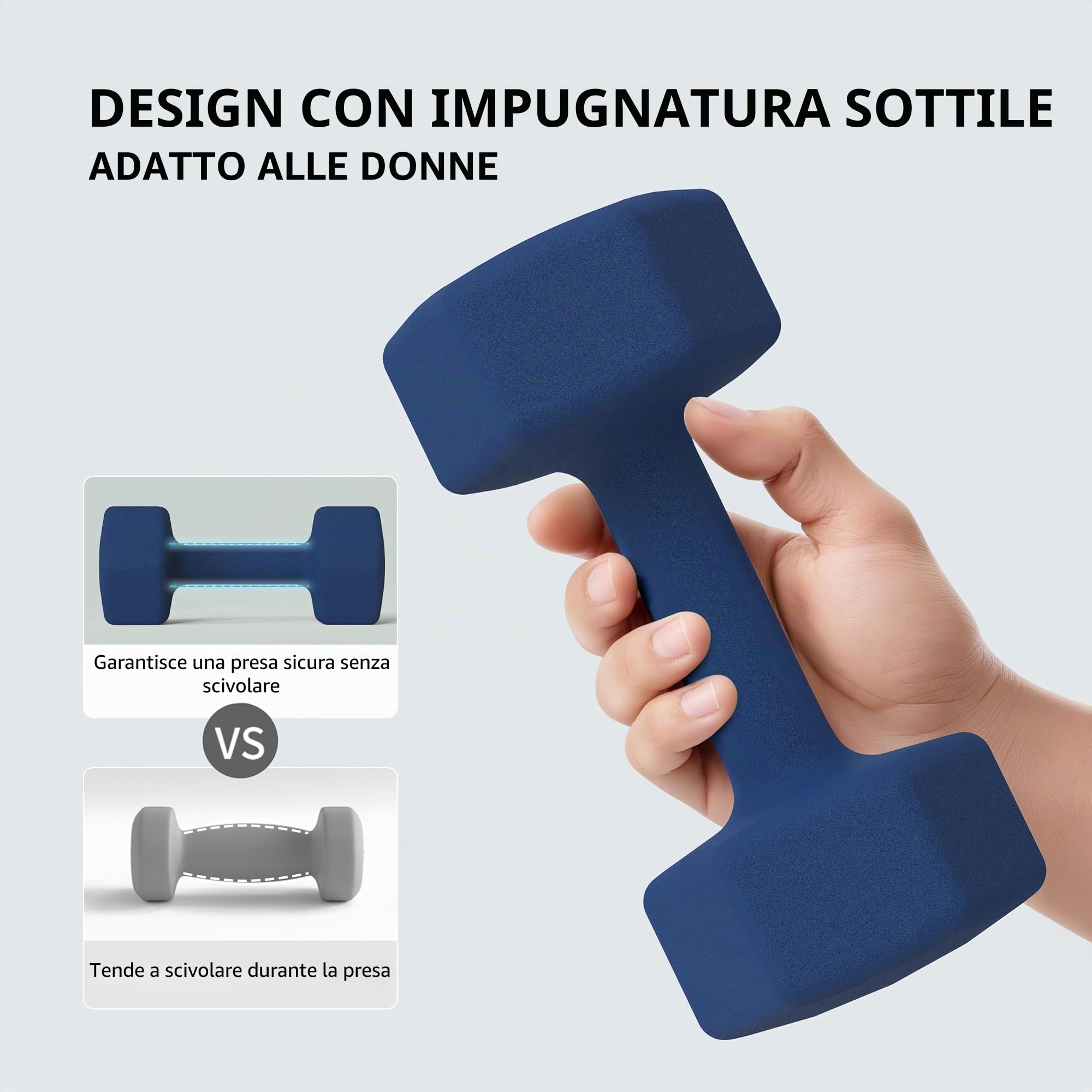 PROIRON Pesi Palestra in Neoprene Esagonale, Set Manubri Palestra da 1 kg a 10 kg, Dumbbells Pesetti Manubrio in Casa Allenamento della Forza, Fitness