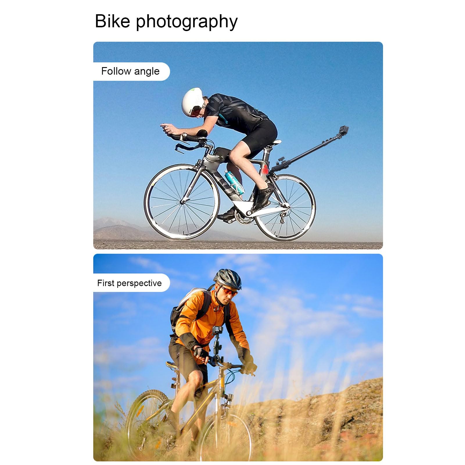 Luocute Zestaw Wspornika Kamery Motocyklowej, Podwójny Zacisk 28-115 Cm Selfie Stick dla X5 X4 X3 X2 One RS, Kompatybilny z kierownicą 0,6-1,75 Cala