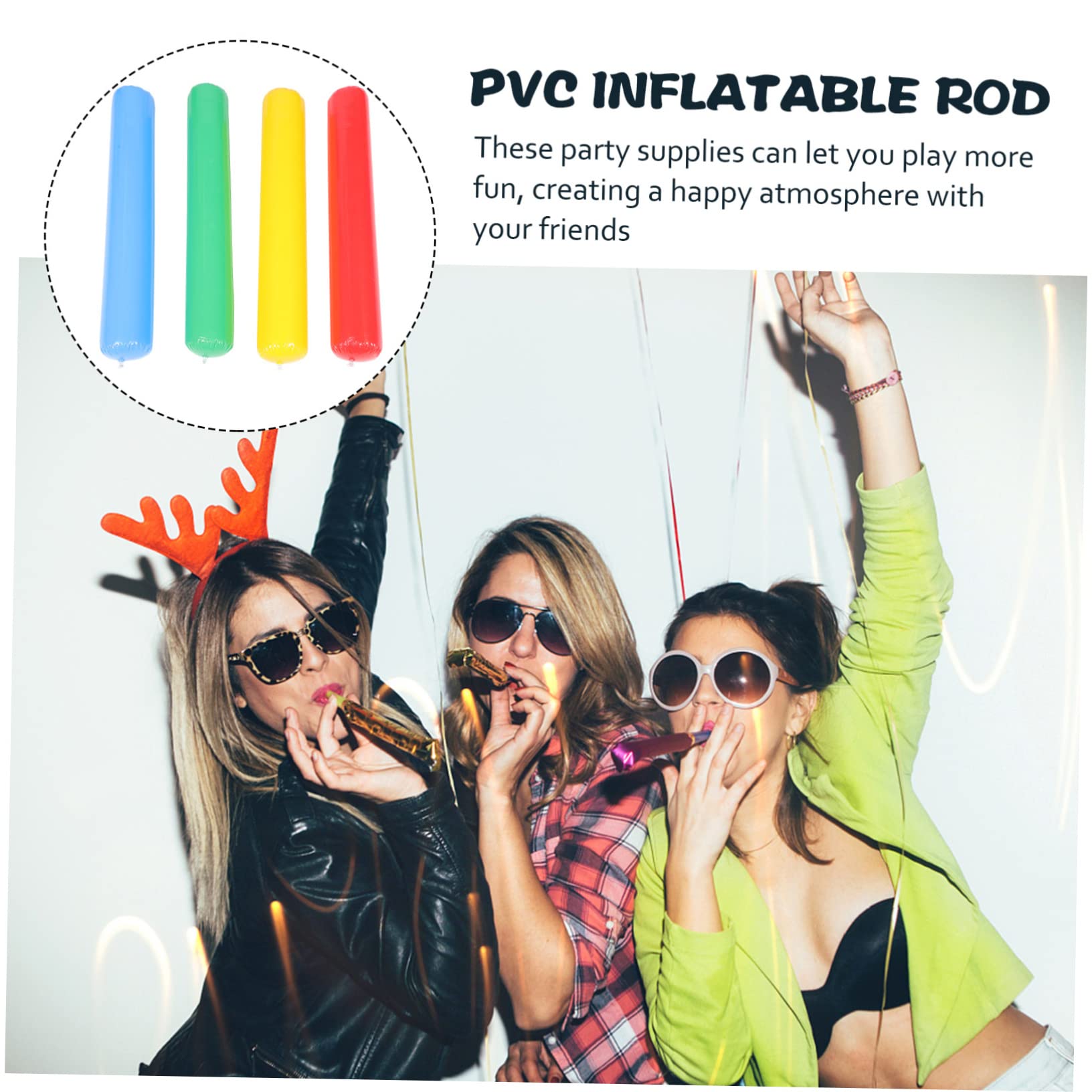 DECOMELODY 8pcs Inflatable Cheering Sticks for Parties Kindergarten Play Lightweight Reusable Safe for Celebrations Events and Outdoor Fun