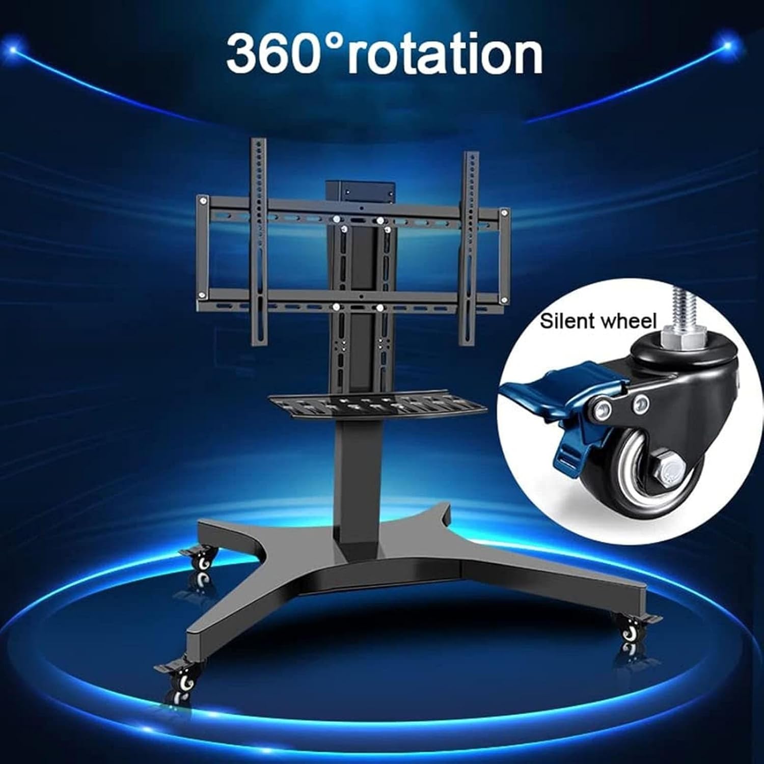 Mobile TV Cart Stand with Wheels - Motorized TV Mount, Mobile TV Stand Cart with Height Adjustable, Motorized TV Lift Fits 32-75 Inch Screen, 4 Step Height Memory Function