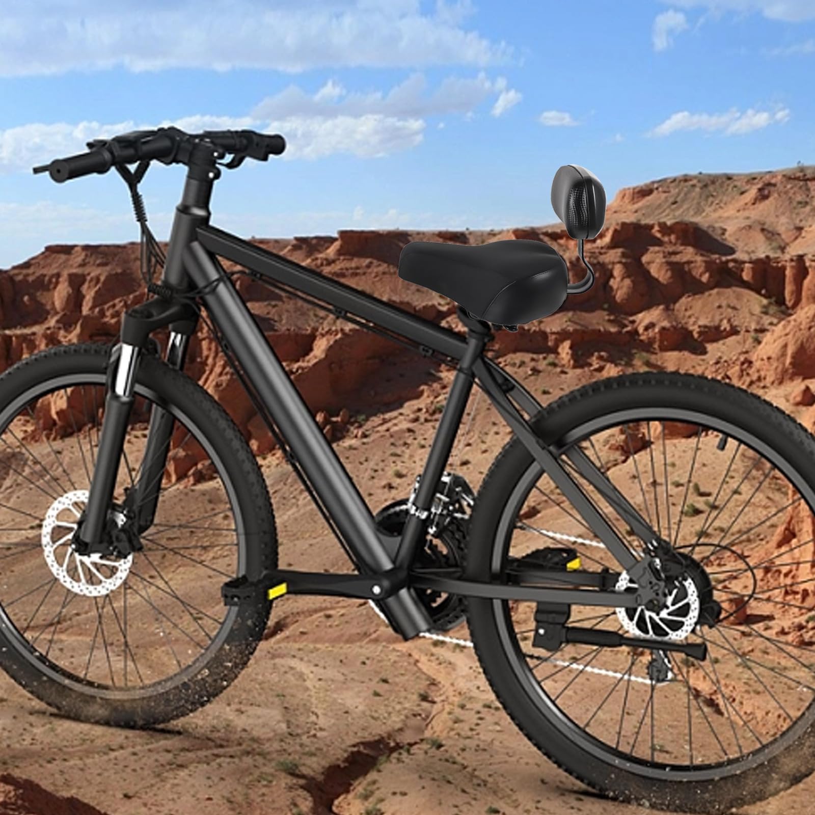 Asiento de Bicicleta Cómodo Respaldo, Absorción de Impactos, Negro