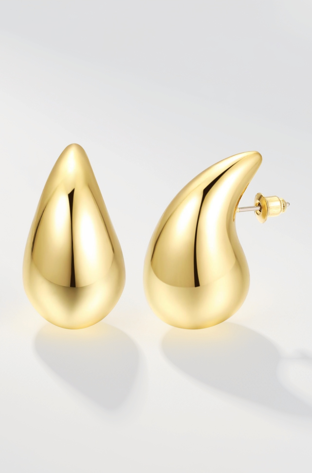 2 Pairs Combo Celebrity Inspired Stylish Gold Silver Plated Teardrop Earrings Dupes for Women Girls Teenagers Trending Oversized Lightweight Statement Waterdrop Earrings