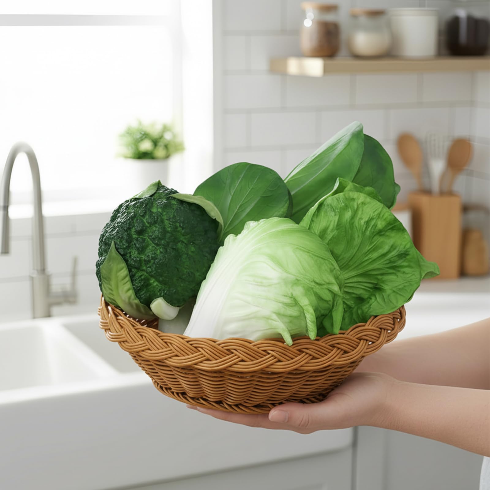 Woration Realistic Fake Vegetables Fruit Artificial Lifelike Food Props Kitchen Home Decorative