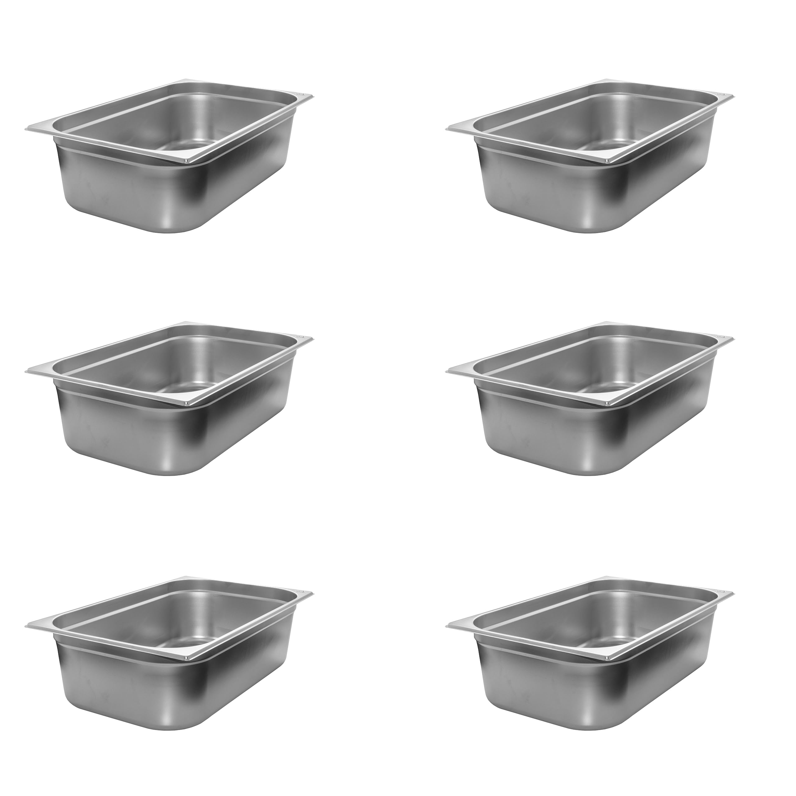 6 unidades GN 1/1 Gastronorm - Contenedores gastronorm (acero inoxidable, 21 L, profundidad de 150 mm)