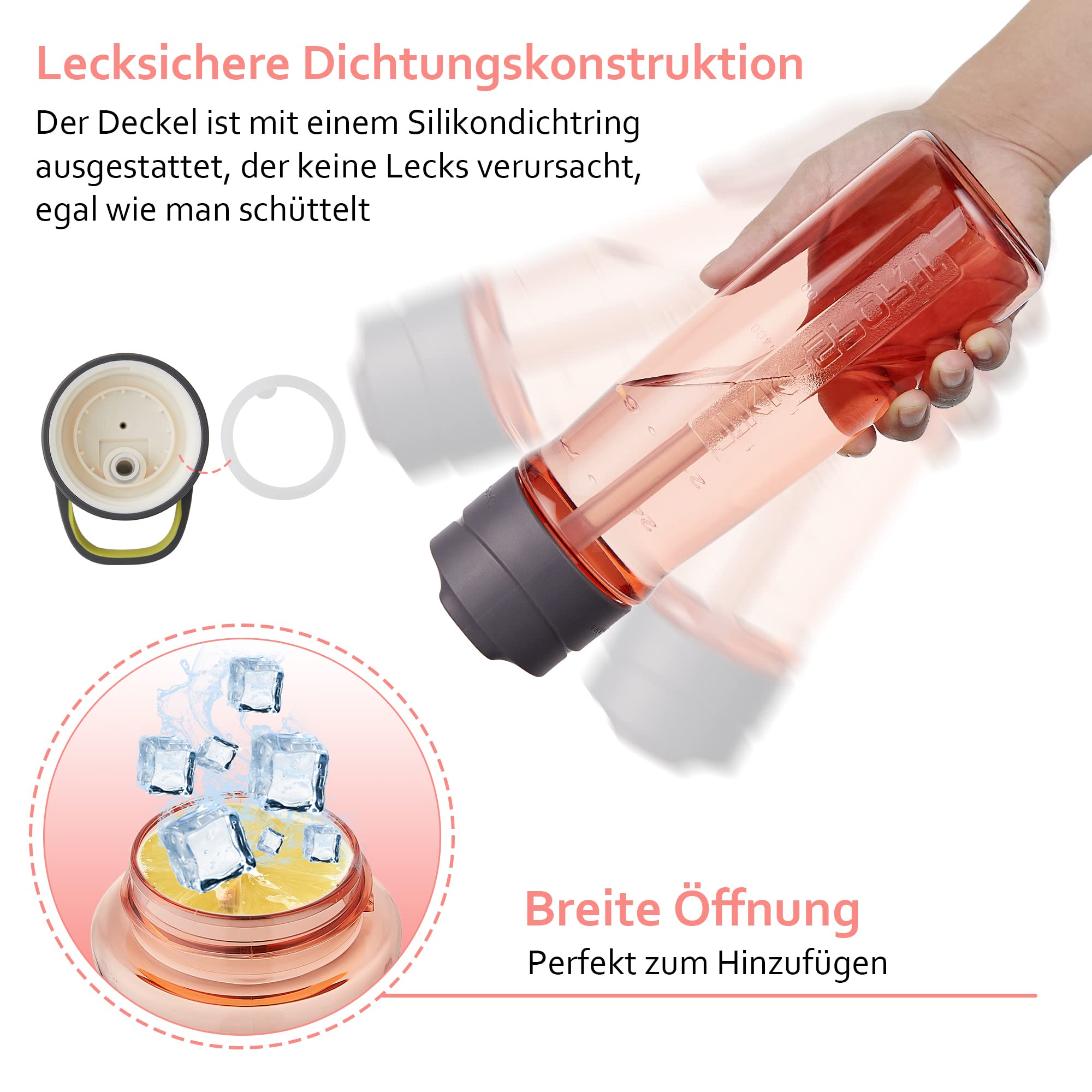 Drinkfles 1 Liter Lekvrije Drinkbus Lila King Mungo BPA-vrij