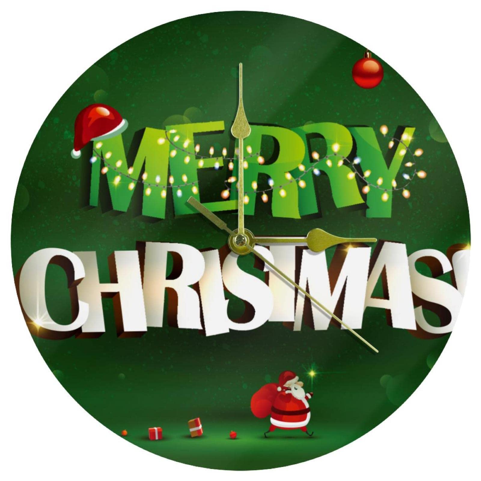 Horloge murale ronde Merry Christmas de 24 cm, une idée cadeau idéale pour la décoration de Noël