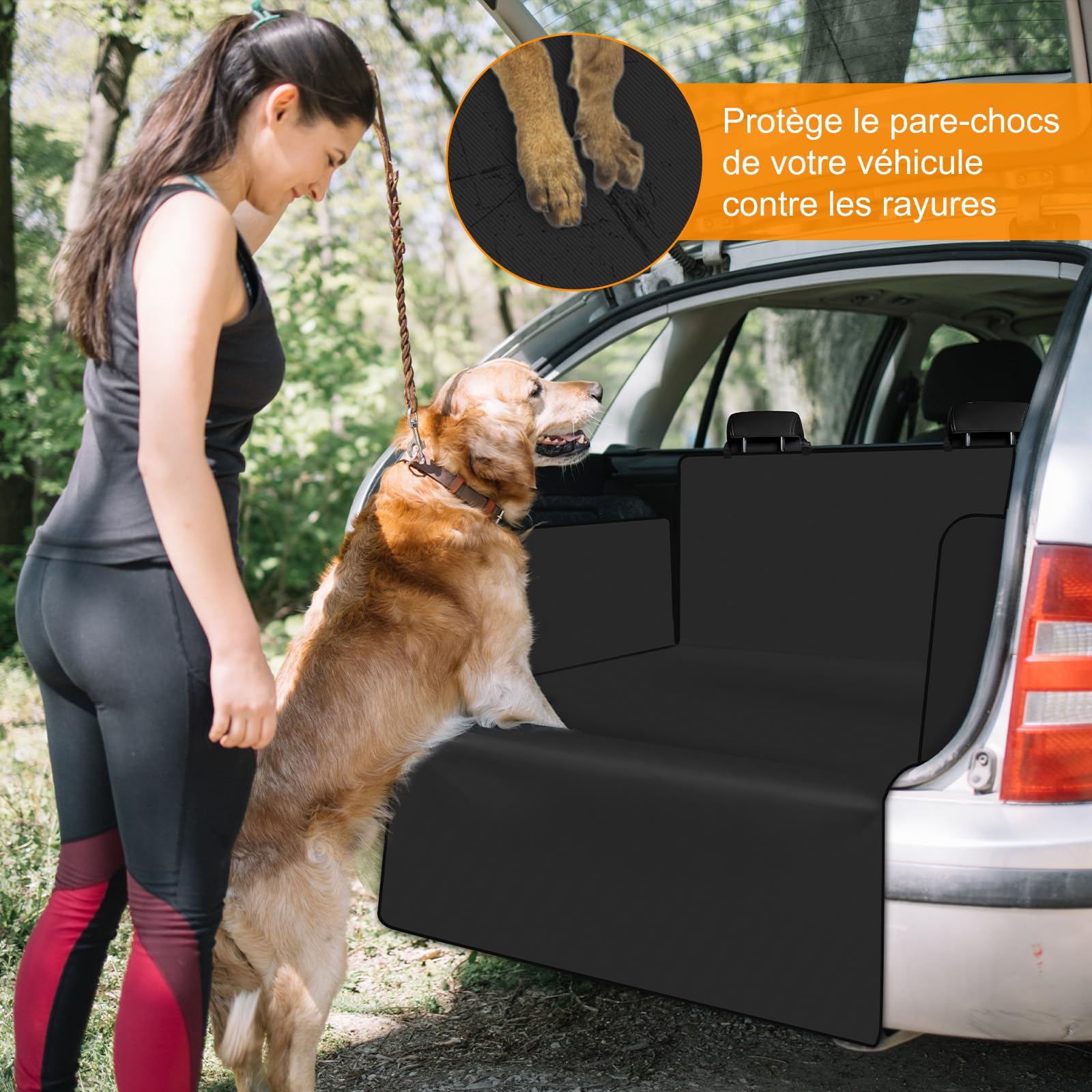 Protection Coffre Voiture Chien Universelle avec Protection Latérale, Housse de Coffre pour Chien Imperméable et Résistant aux Rayures, Protection Coffre pour Voiture, Camion, SUV