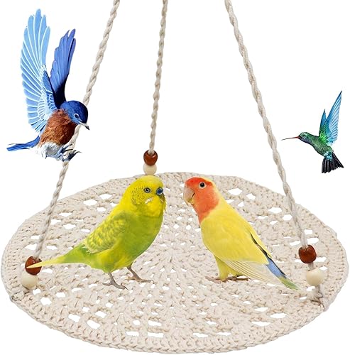 Miniatura 1 de Juguetes de columpio para pájaros, hamaca colgante de loro, soporte de perca de algodón colorido, accesorios de jaula de pájaros para periquitos,