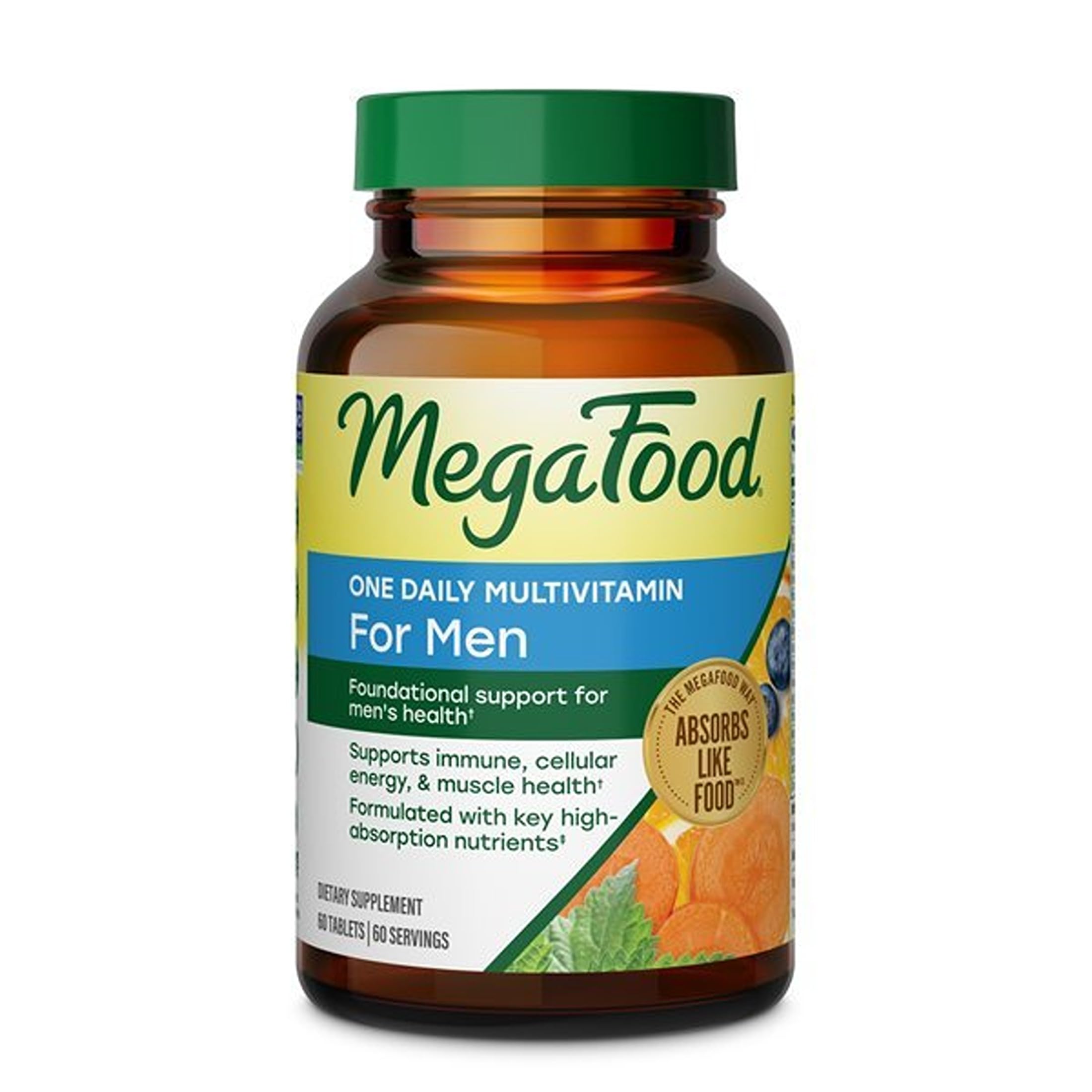 MegaFood One Daily Multivitamin for Men with 21 Nutrients, 60 Tablets Unflavored 60 Count (Pack of 1)