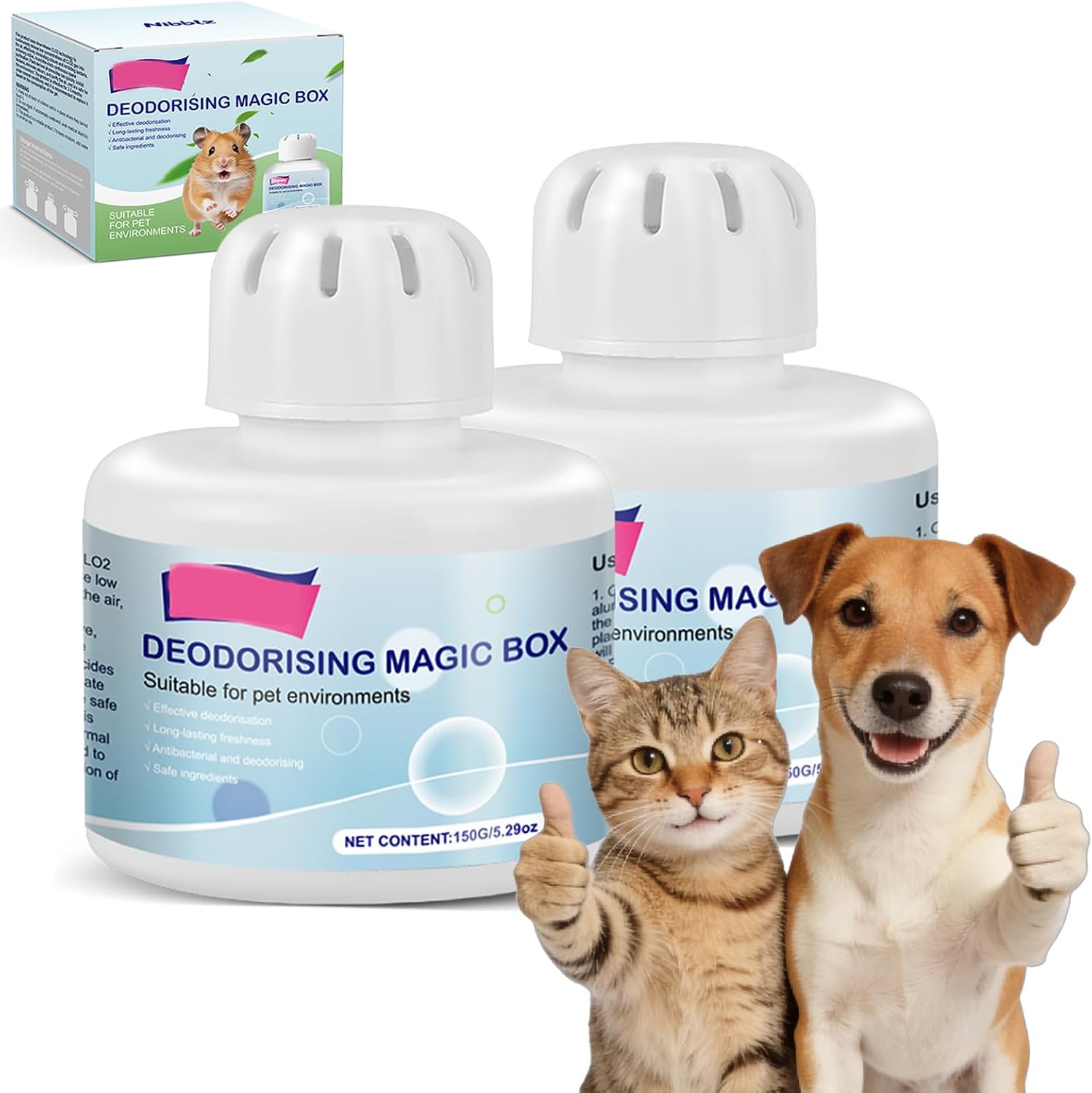 Pet Odor Eliminator Gel 2 Pack Cat Litter Deodorizer Pet Safe Air Freshener | Long Lasting Pet Safe Odor Absorber Gel Neutralizes Pet Urine Litter Box Smells for Bathroom Kitchen Closet Whole Home