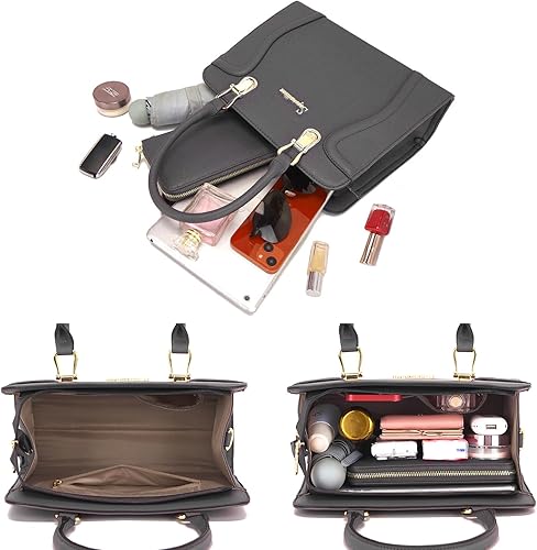 Miniatura 6 de Soperwillton Bolsos de mano para mujer, bolsas de hombro, cartera, bolsa de mano, juego de 3 piezas