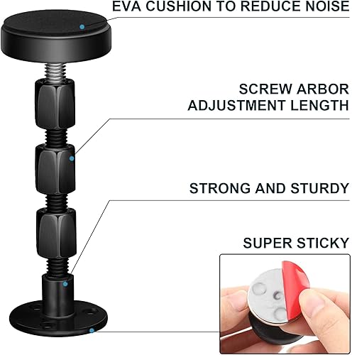 Miniatura 8 de 2 piezas de marco de cama ajustable negro anti-sacudidas, tapones de cabecera con almohadillas y tornillos para muebles, no más crujidos, protege la