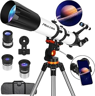 Telescope, Astronomy Telescope for Adults High Powered, 90mm Aperture 800mm Professional Refractor Telescopes for Kids & Beginners, Multi-Coated High Transmission with Phone Adapter Carry Bag
