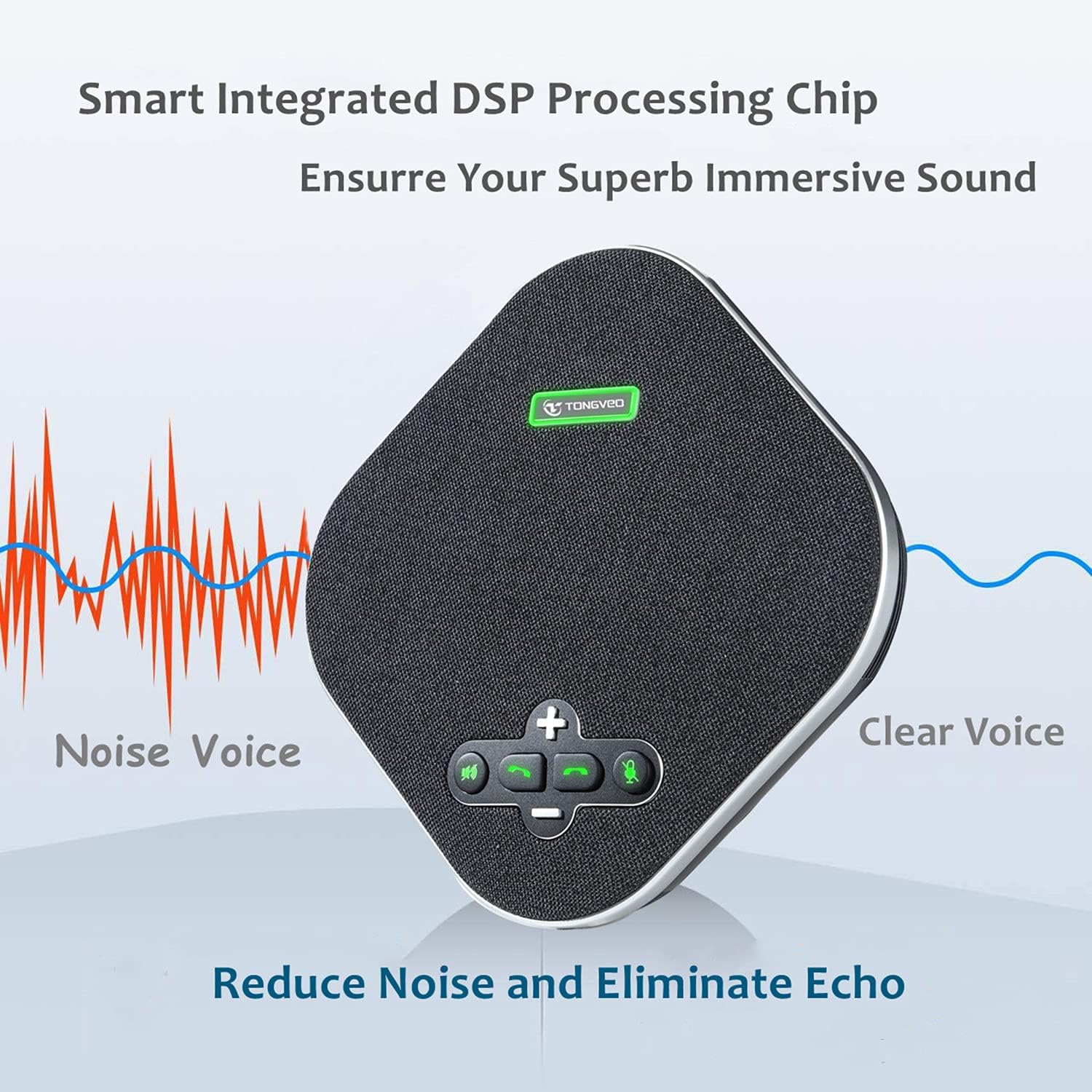 TONGVEO Bluetooth Speakerphones Conference Microphone,2 in 1 Daisy Chain Conference Speakers with Microphone,360° Voice Pickup Noise Reduction 8 Hour Call Time for up to 20 Attendees Meeting… : Office Products