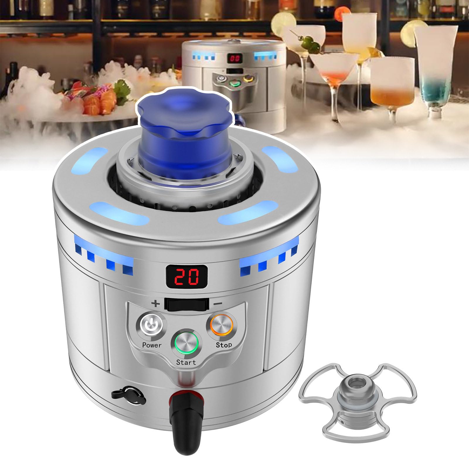 SICWEDIM Professional Cocktail Dry Ice Maker And Beer Glass Chiller, On-Demand Dry Ice Machine & Glass Cooling Station For Bars, Commercial Drink Chiller Equipment For Restaurants And Hospitality