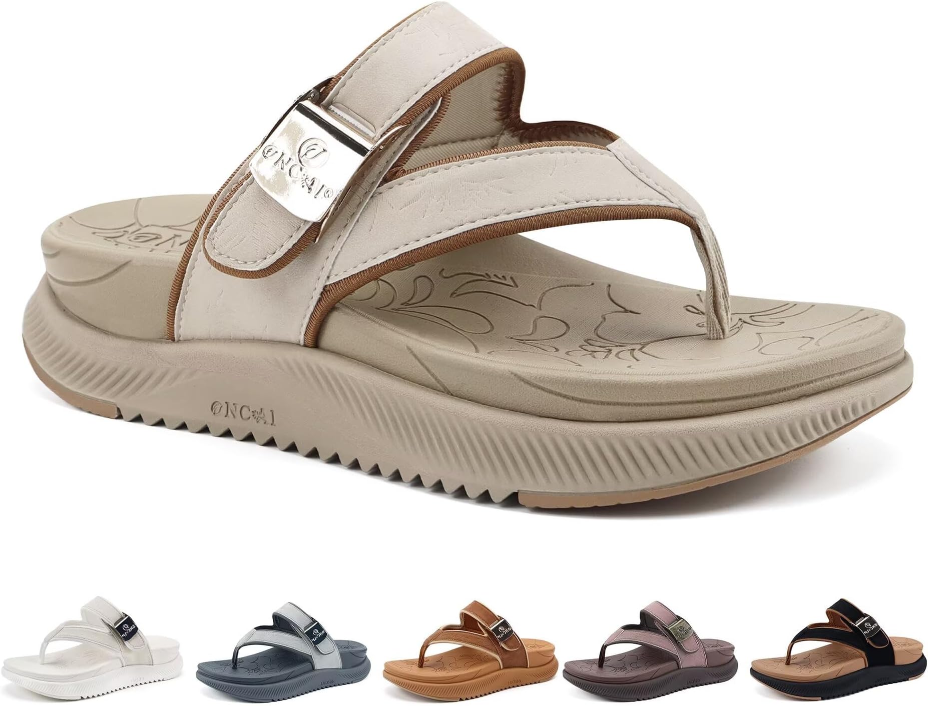 Womens Platform Flip Flops Sandals with Arch Support Summer Beach Dressy Trendy Walking Sandles and Thick Outdoor Rubber Soles