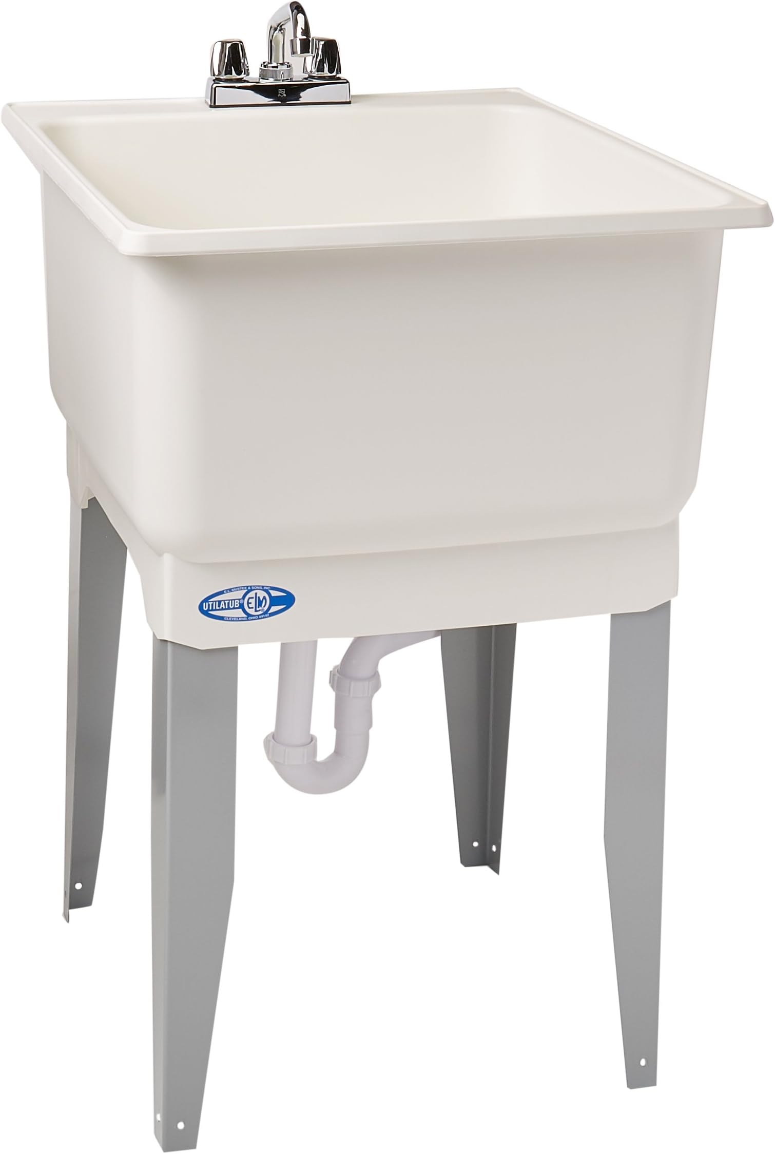 14CP Polypropylene Freestanding Tub Utility Sink with Drain and Faucet, One Size, White