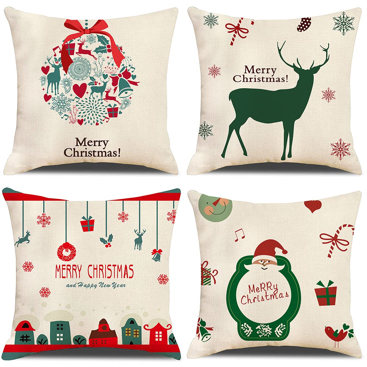 GYISANA Set of 4 Decorative Cushion Covers, Cotton Linen Cushion Cover, Decorative Cushion, Sofa Cushion for Couch Car