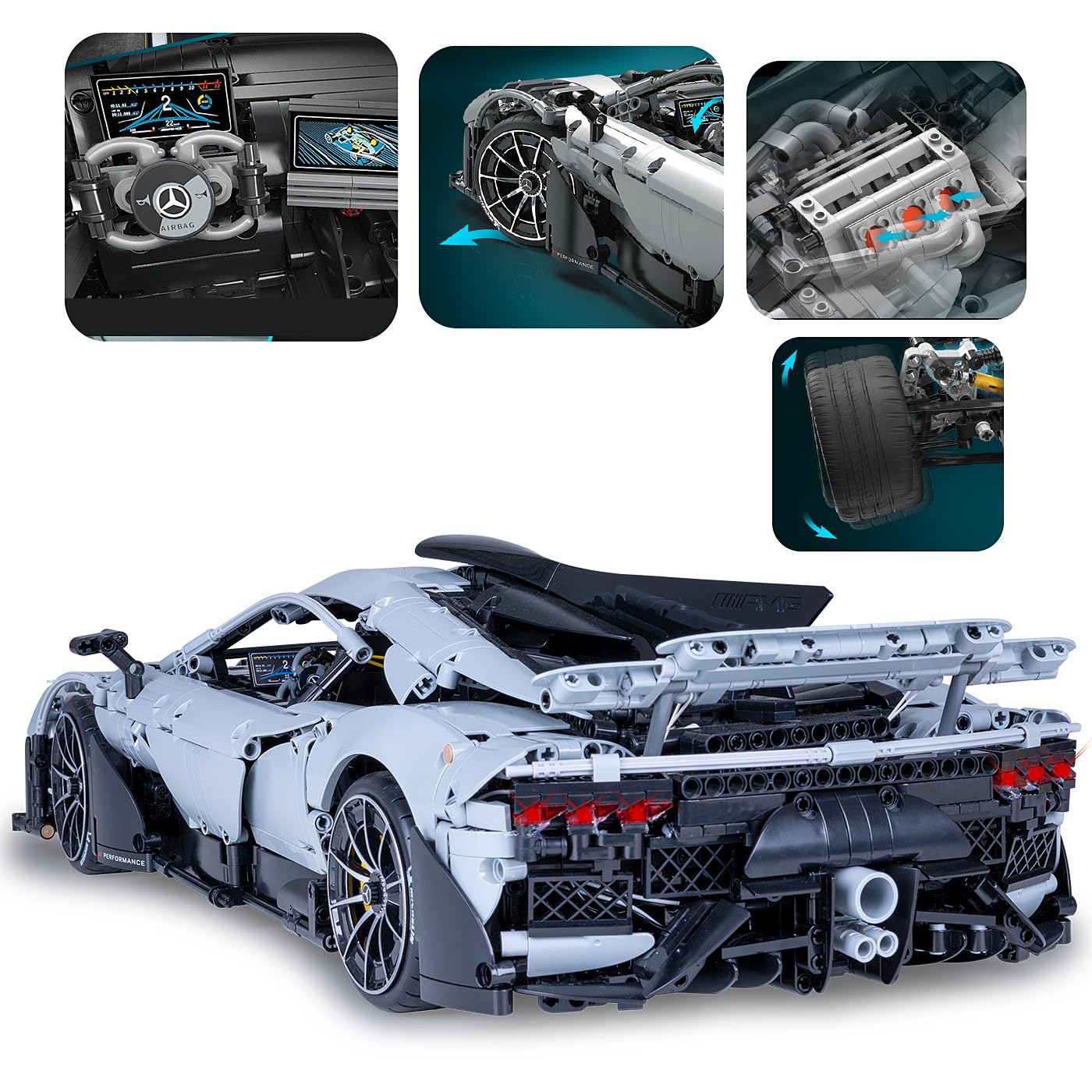 JAMARA 402862 CADA Mercedes-AMG ONE 1:8, 2,4GHz Bricks, Auto Spielzeugauto, Sport Rennwagen für Kinder ab 14 Jahre, RC Ferngesteuert, Geschenkidee für Kids, Licht, Detailgetreu