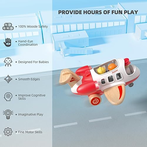 Miniatura 3 de Juguetes de avión para niños pequeños de 1 a 3 años, juguetes de aviones con sonido y luz, mini juguetes de avión para introducir conocimiento