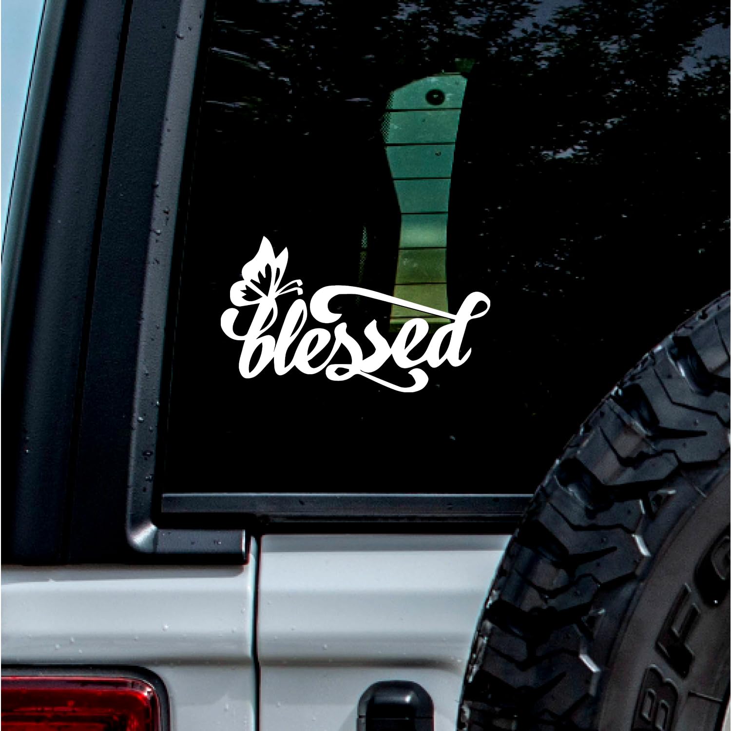 Decal Stickers of Butterfly Blessed Christians (White) Luxury Weatherproof Vinyl Decal Stickers for Laptop Desktop Smartphone Car Dirt Bike Wall Room Mason Jar - ANDstic501342WH