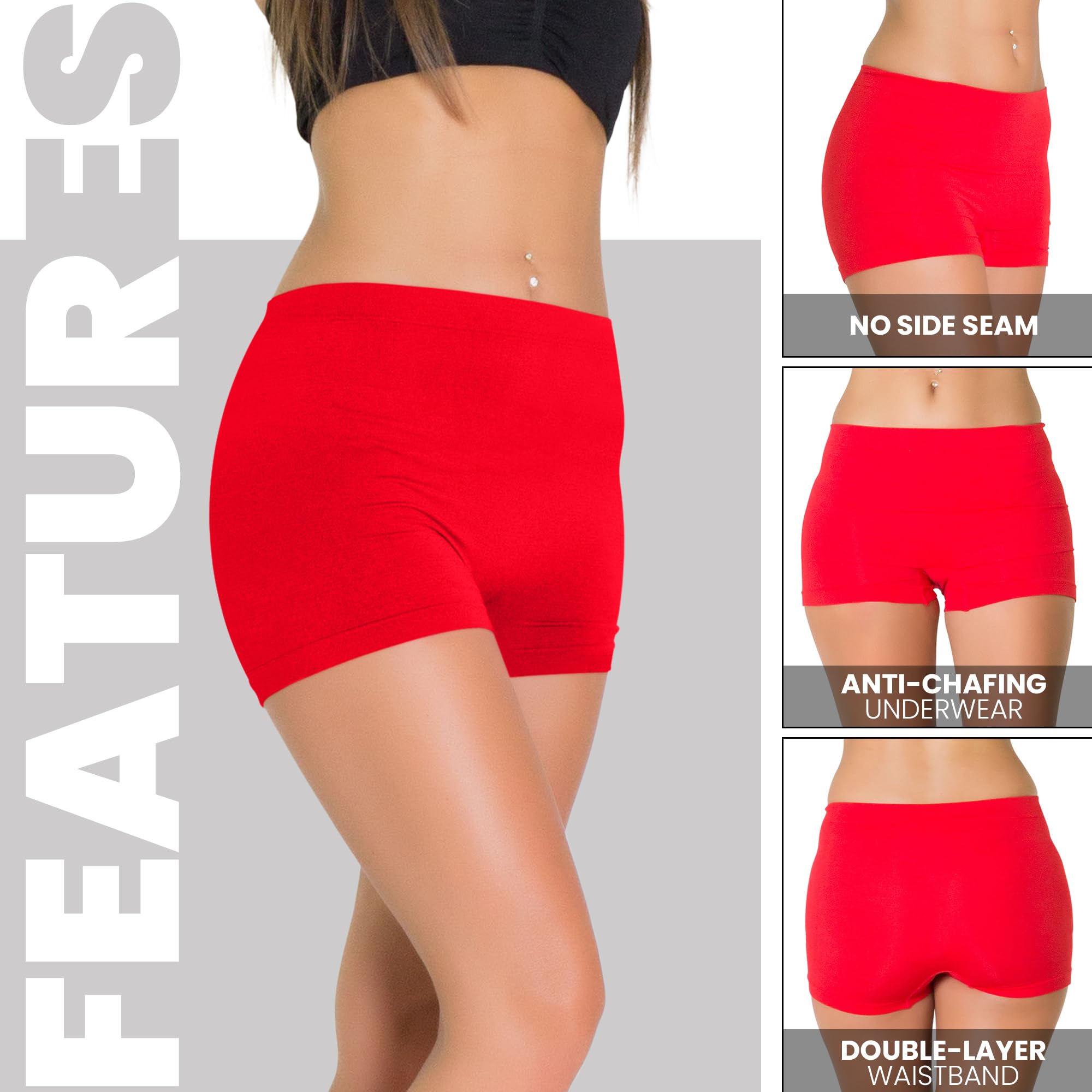 Love My Fashions ® Lot de 3 boxers taille haute en microfibre pour femme - Sans couture - Extensibles - Couverture complète
