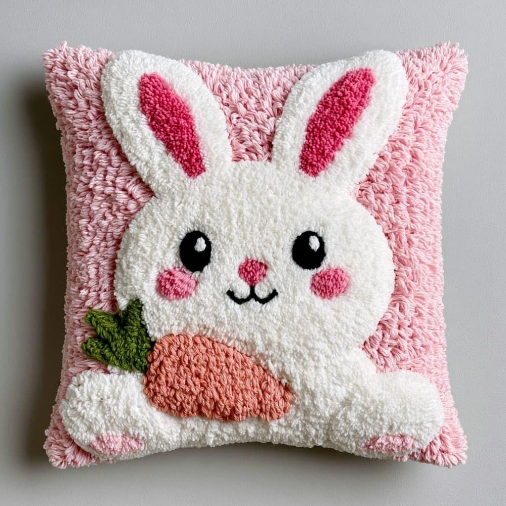 Taxpy Latch Hook Cushion Kit for Beginners Rabbit