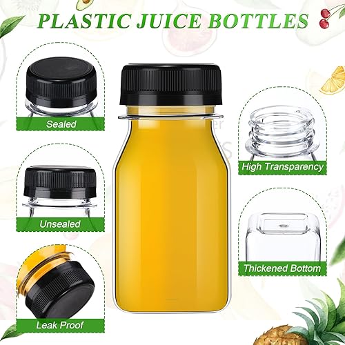 Miniatura 3 de Xinnun 200 botellas de plástico para jugo con tapas, botellas de agua cuadradas vacías transparentes, recipientes para bebidas a granel,