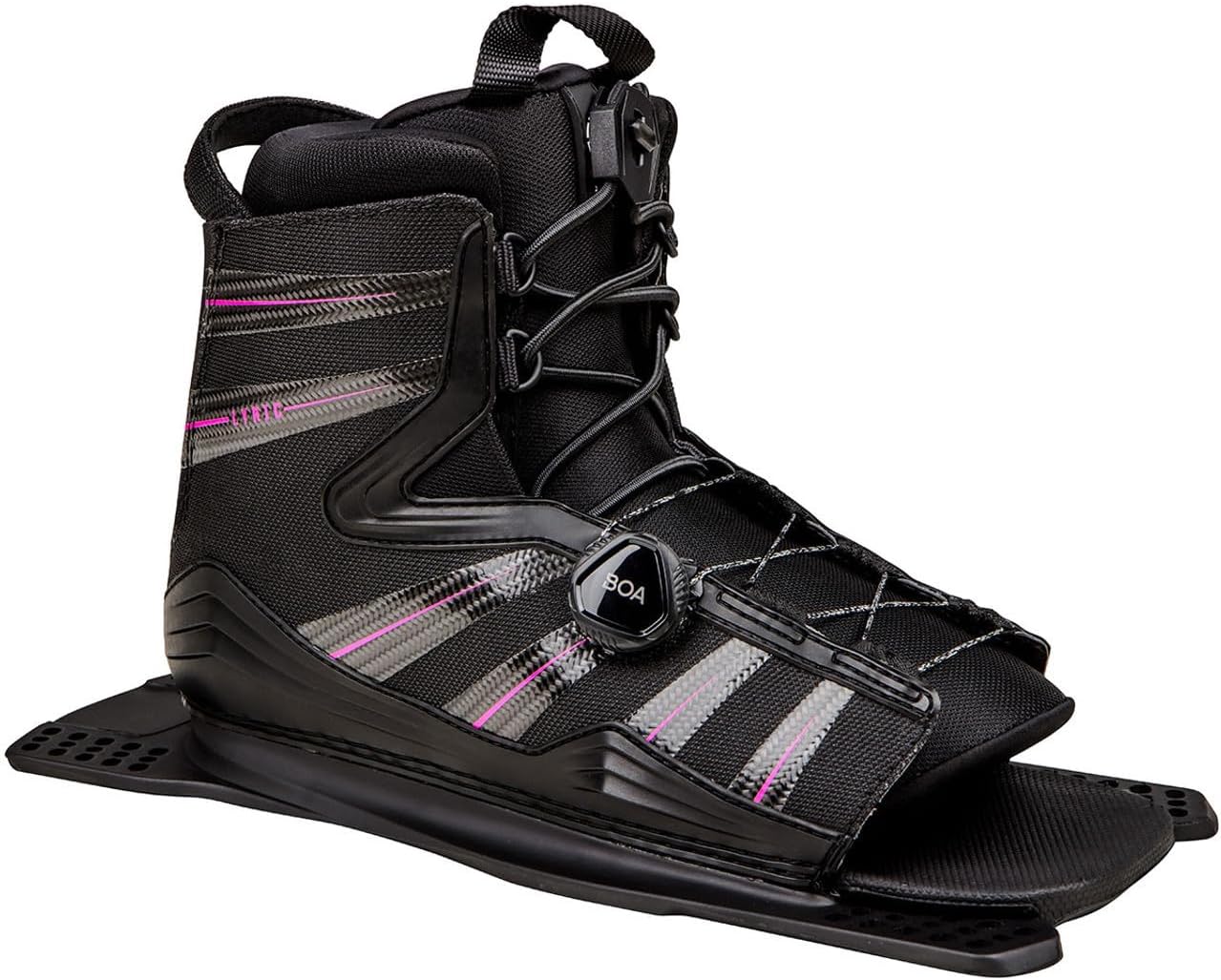 Radar Lyric Boa Waterski Boot - Black/Carbon/Rhodamine - Rear Feather Frame - STD