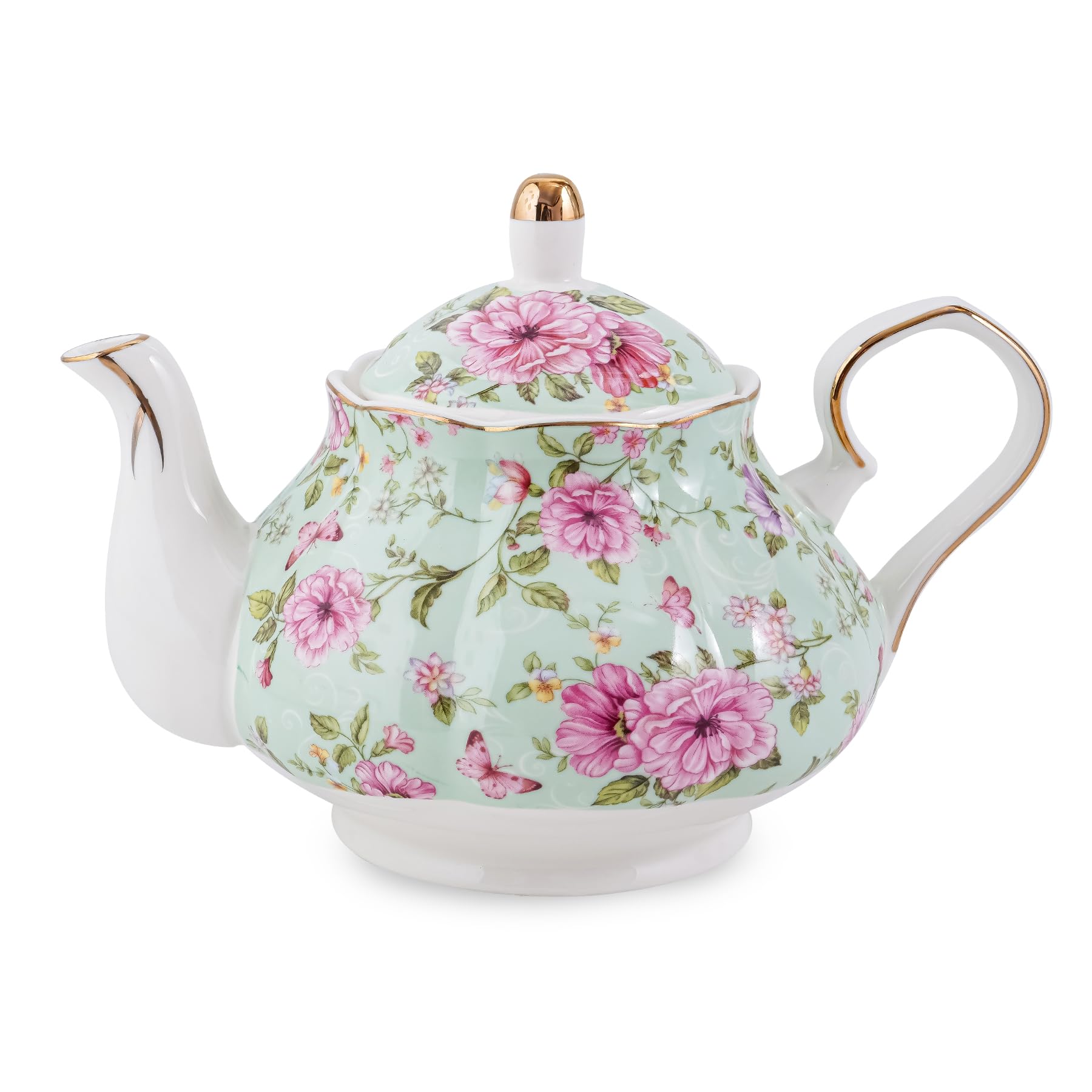 Photo 1 of Agyiuns Flower Ceramic Teapot,22oz Porcelain Tea pot for Tea Coffee Milk for Office Home Men Women as Gift (Green)