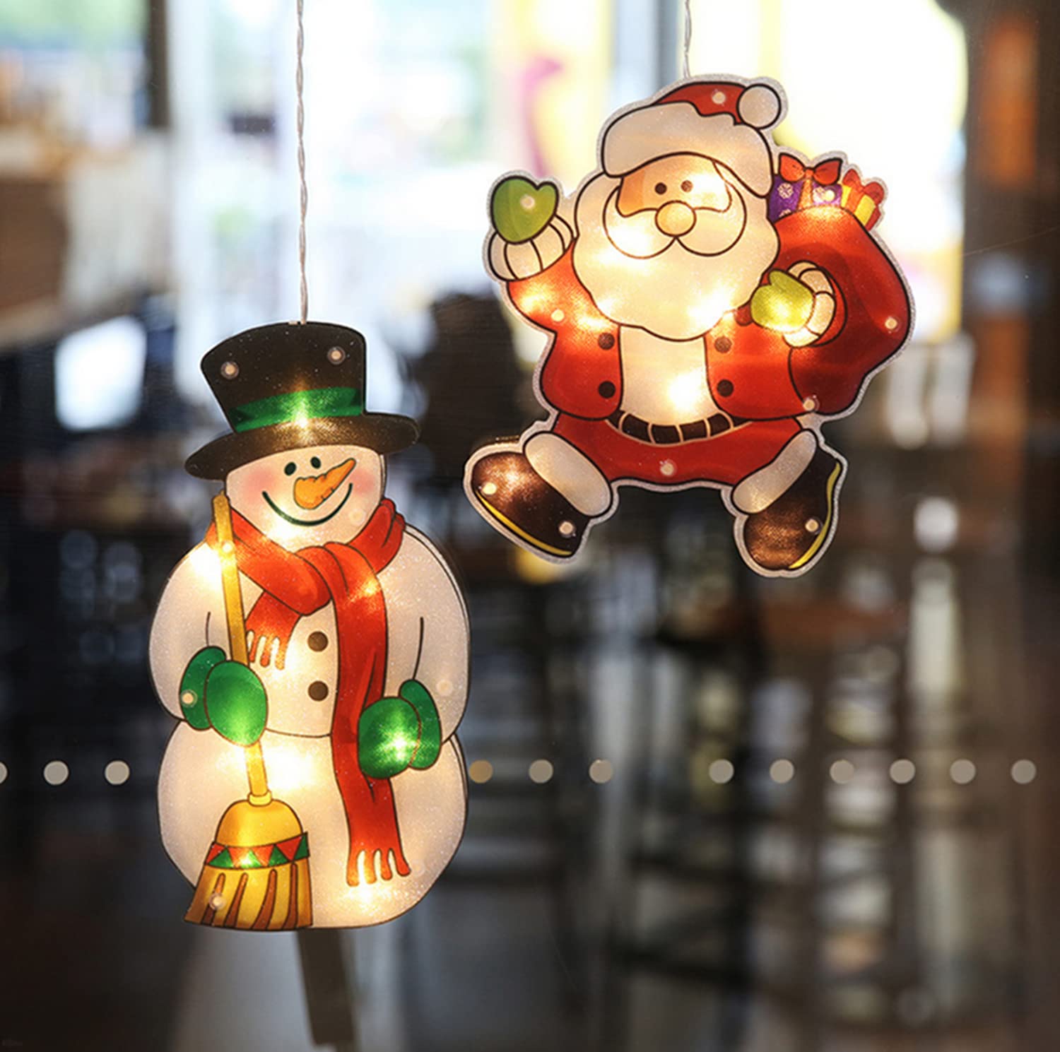LED Christmas Decoration Lights Santa Claus Snowman Shape Window Suction Cup Lights New Year Xmas Navidad Holiday Home Decor