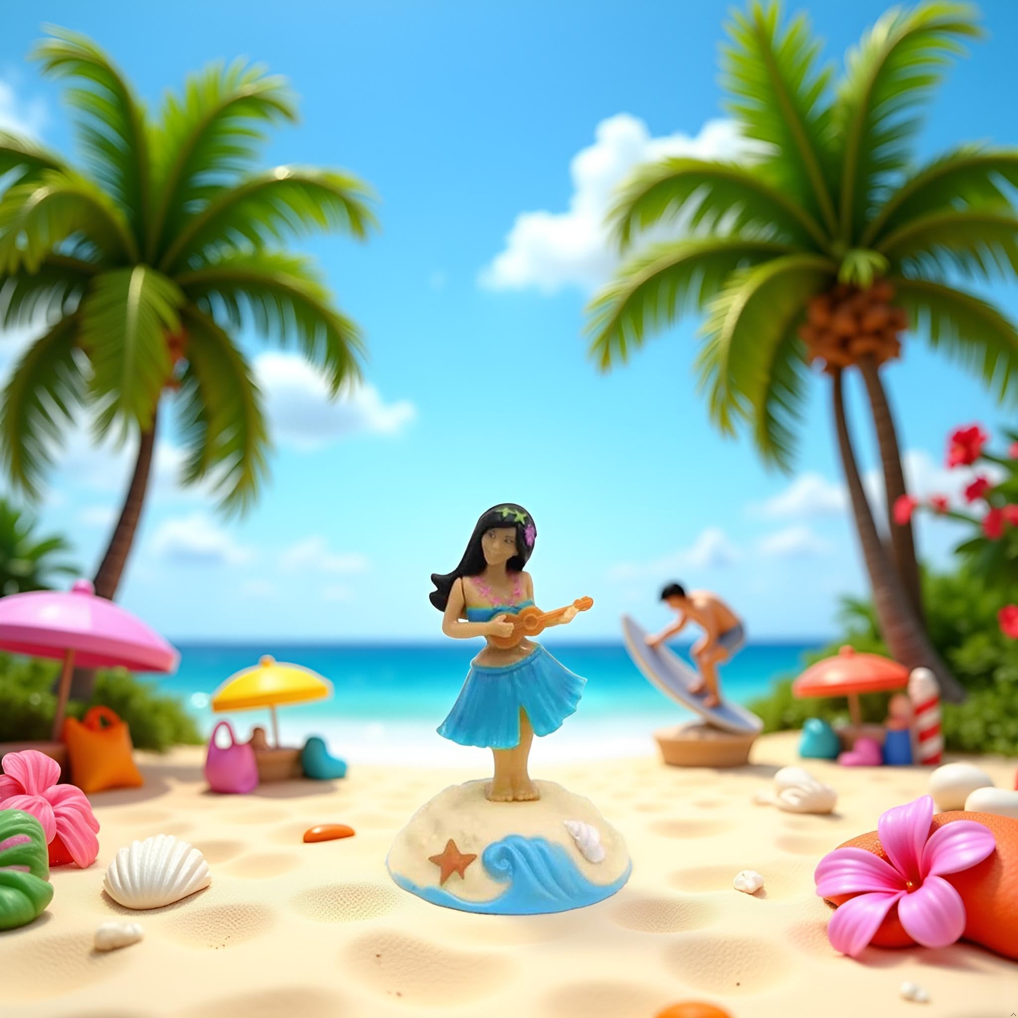 Solar Powered Dancing Figures Decoration - Solar Shaking Head Ornaments Hula Girl - Solar Powered Car Dashboard Interior Decoration Desktop Ornaments Shaking Head Figure Toy,Action and Toy Figures