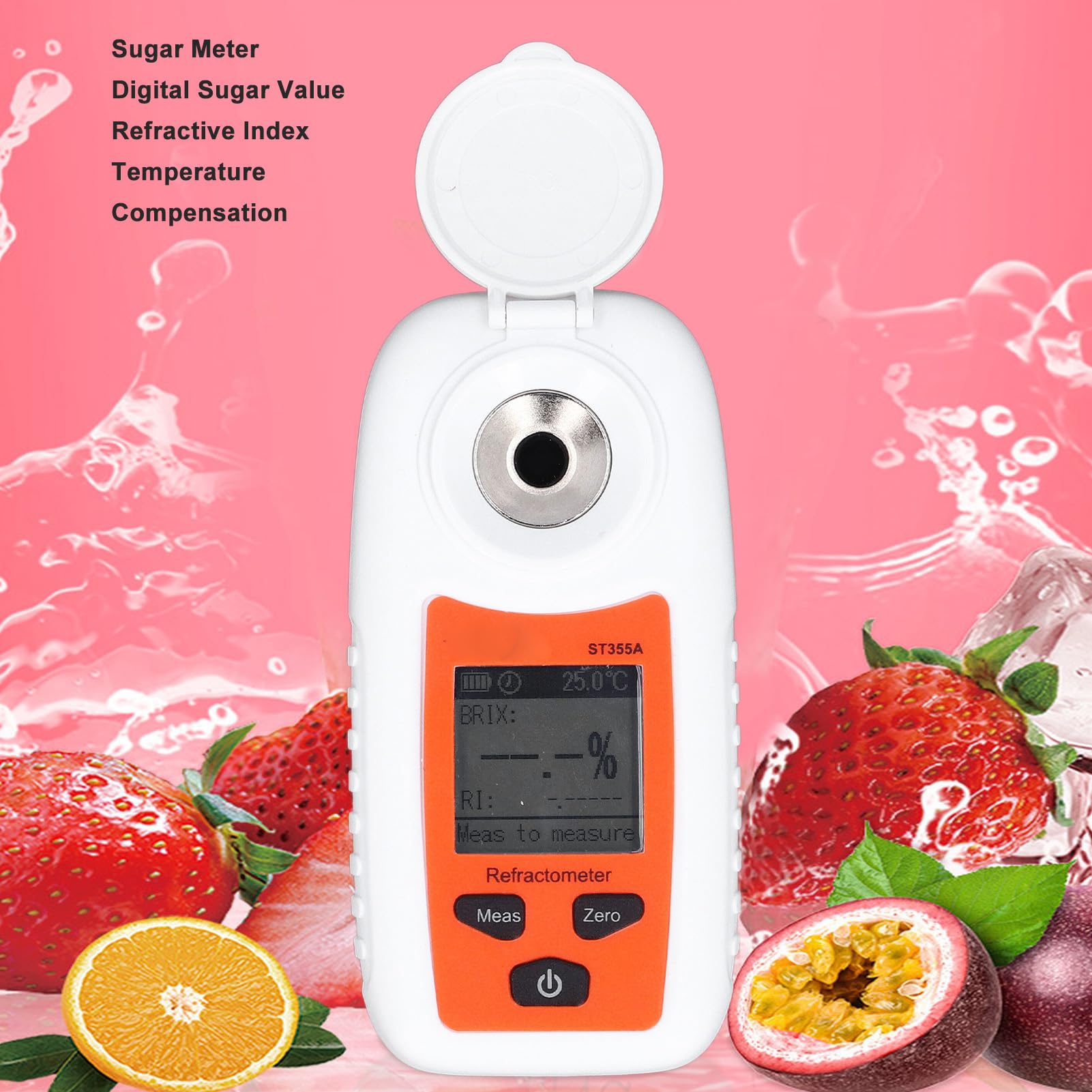 Medidor de azúcar portátil de Alta precisión 0 55% Rango de Prueba Probador de dulzura de Jugo de Fruta con compensación automática de Temperatura para Venta de Frutas plantación