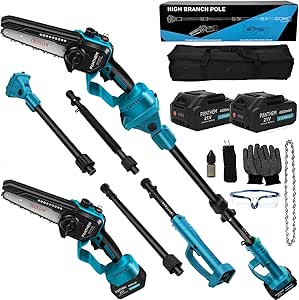Hedge Trimmer Long Reach 2-in-1 Cordless Pole Saw & Mini Chainsaw, Electric Brushless Pole Hedge Trimmer Long Reach 2-in-1 Cordless Pole Saw & Mini Chainsaw, Electric Brushless Pole