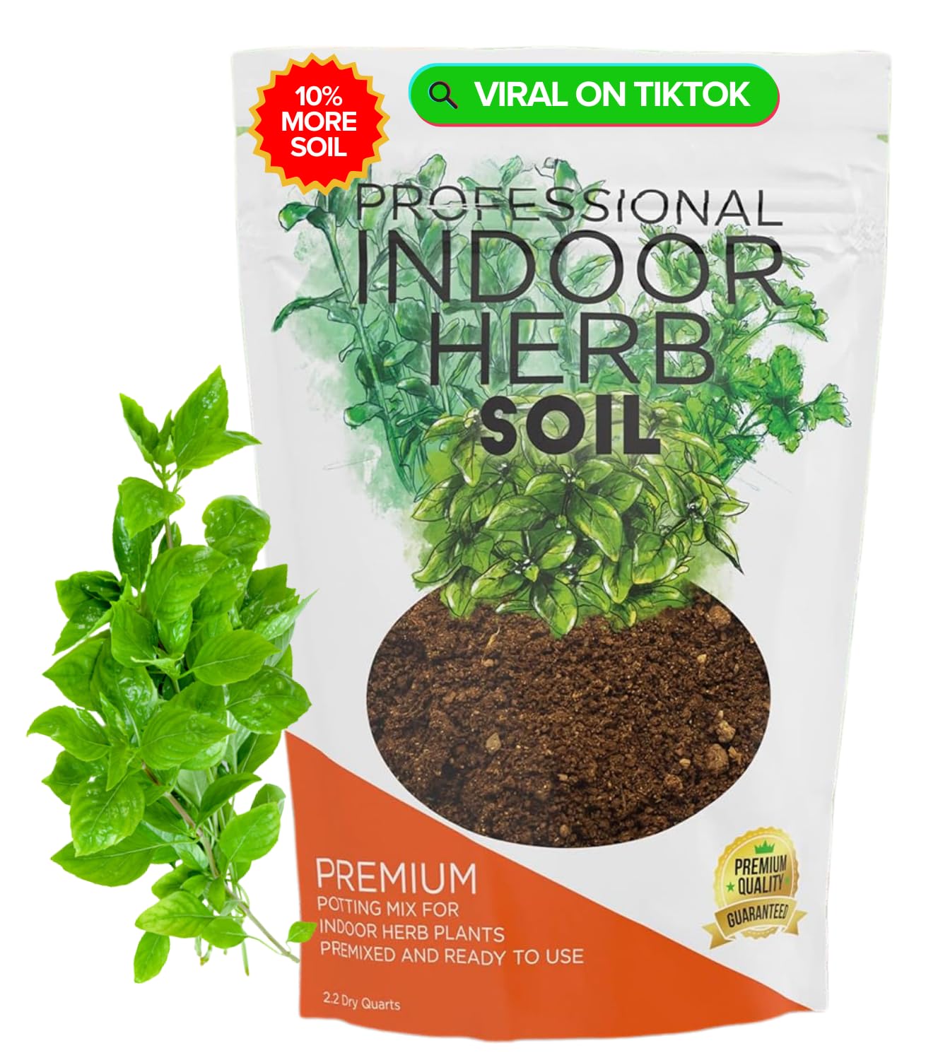 Professional Indoor Herb Plant Soil | Large 2.2 Quarts Ready to Use for Kitchen, Gardens, Cooking Herbs | Peat Moss, Coco Coir, Perlite, Dolomite | Made in USA